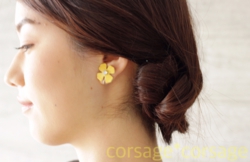 Leather×Swarovski Pierce&Earring/corsage*corsage